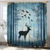 1Pc Forest Animal Deer Shower Curtain, Bathroom Decorative Shower Curtain, Printed Polyester Fabric Shower Curtain With Hooks