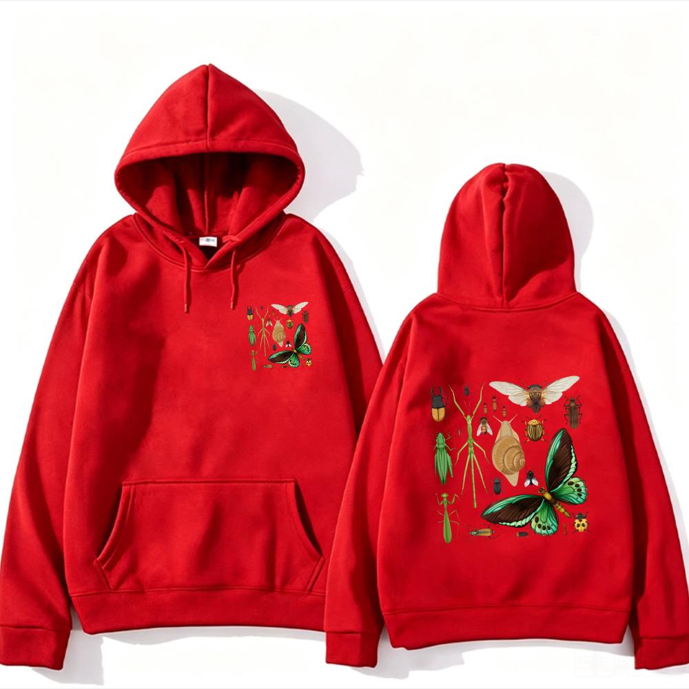 Autumn Winter Insect Collection Bug Lover Women Hoodie Oversize Casual Daily Pullover Hooded Sweatshirt Graphic Women Loose Top