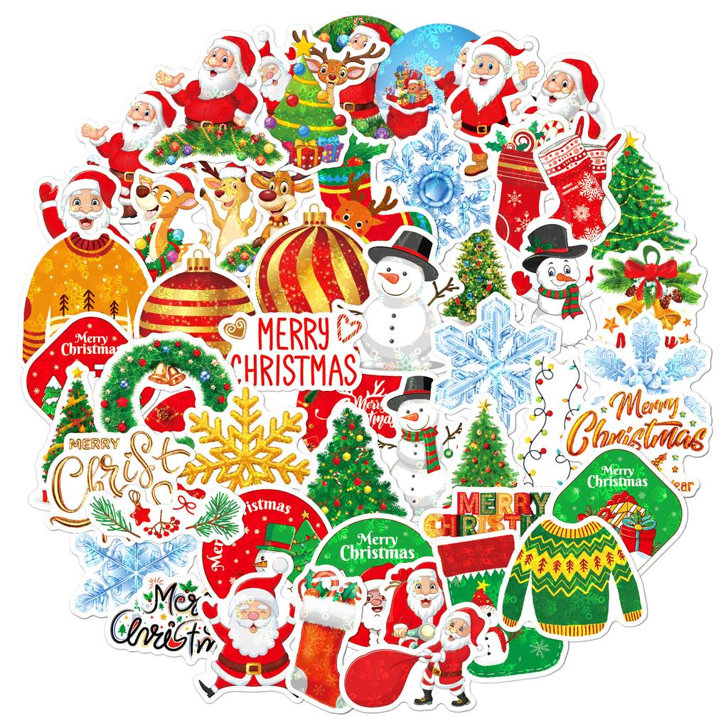 Christmas Stickers with Many 100 Holographic Laser Holiday Gift Decoration Stickers Waterproof Christmas Stickers
