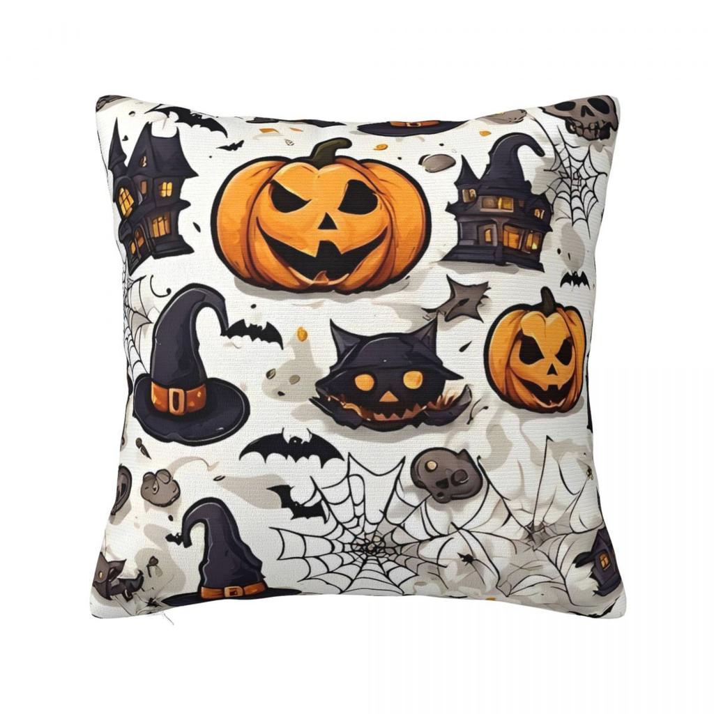 Pillow Case Halloween Themed Square Pillow Cover Retro Trendy Cushion Cover Pattern Pillowcases For Sofa Car Home Decor