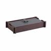 Wood Storage Box with Leather Panel Hand-Finished Tray Metal Handle