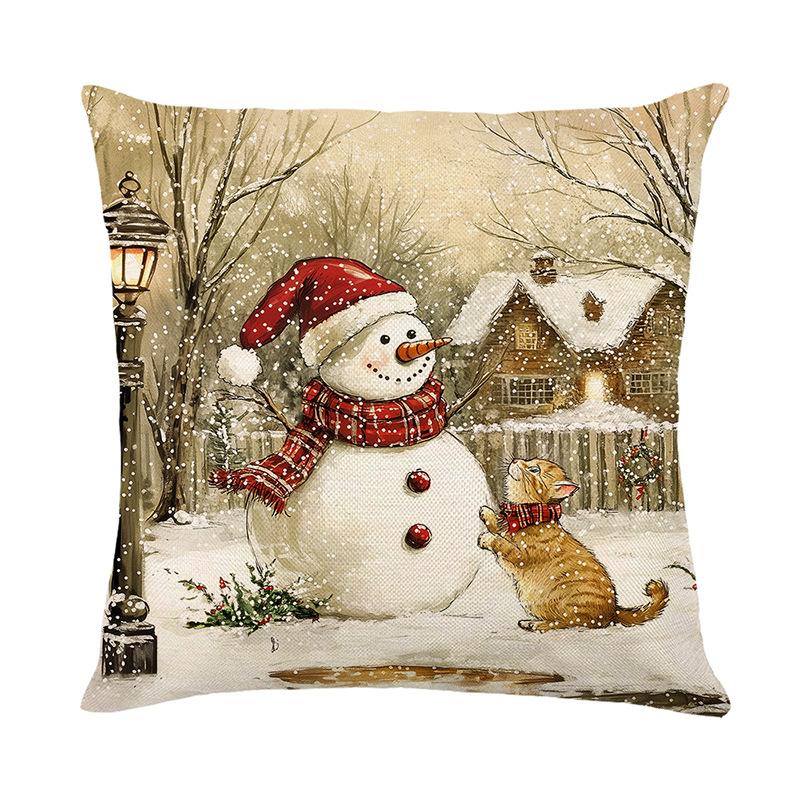 Christmas Pillowcase Santa Claus Printed Polyester PillowSofa Decorative Cushion CoverHoliday Gift