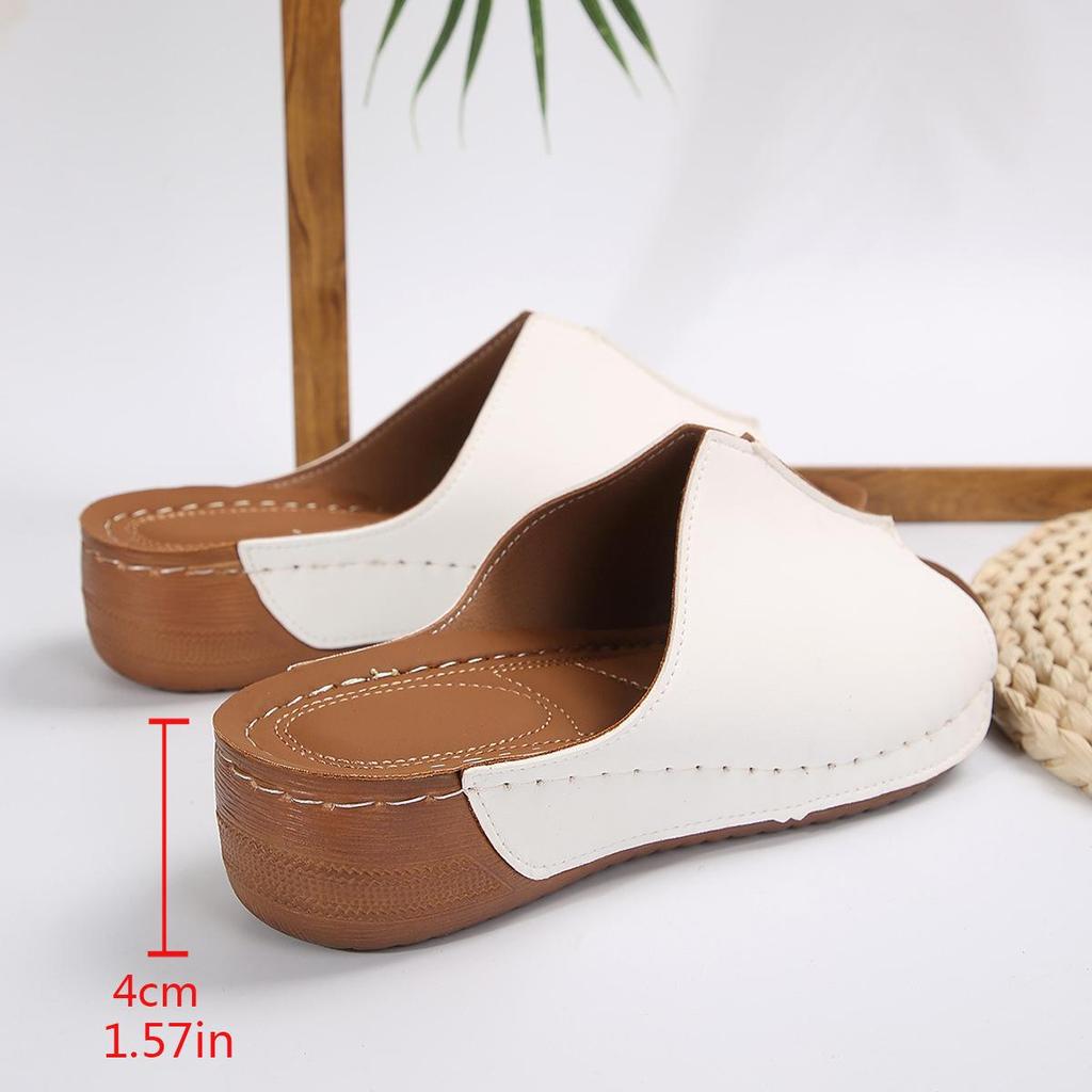 European & American Women's Wedge Heel Comfort Slippers - Plus Size, Simple, 2024 New Style Cool Footwear