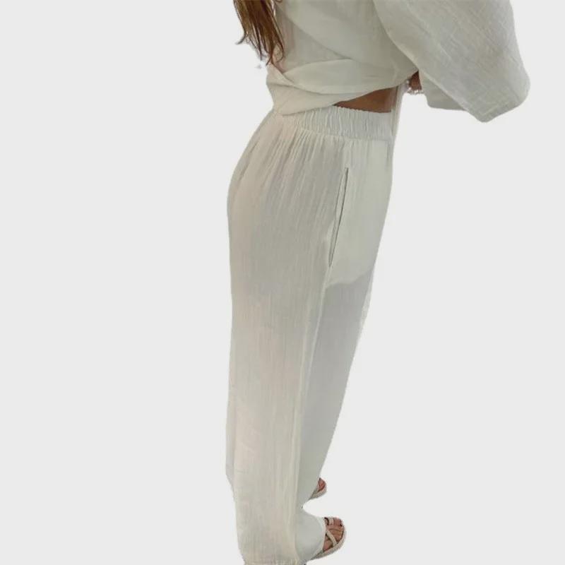 Damenmode, lässig, einfarbig, Strickjacke mit Krawatte und Hose, zweiteiliges Set