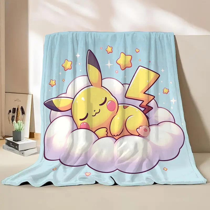 Anime Pokemon Flannel Fluffy Soft Blanket Pikachu Home Sofa Lunch Break,Throw Blanket For Kids Student Bed Blanket Nap Cover