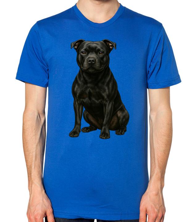 Black Staffordshire Bull Terrier Unisex T-Shirt Dog Lover Staffy Graphic Tee S