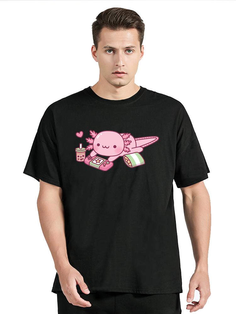 Ajolote Axolotl Übergroßes T-Shirt Sommer Herrenbekleidung Japanisch Fitness Fitness T-Shirt Anime Mode Baumwoll-T-Shirt Designer