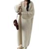 Lazy wind gentle white knee sweater skirt women's winter new 2025 thickened water imitation wool long dress women