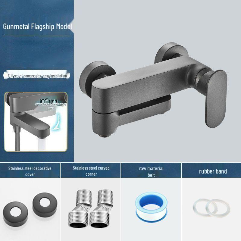 Juego de grifo de ducha y baño de 3 funciones color Gunmetal con mezclador