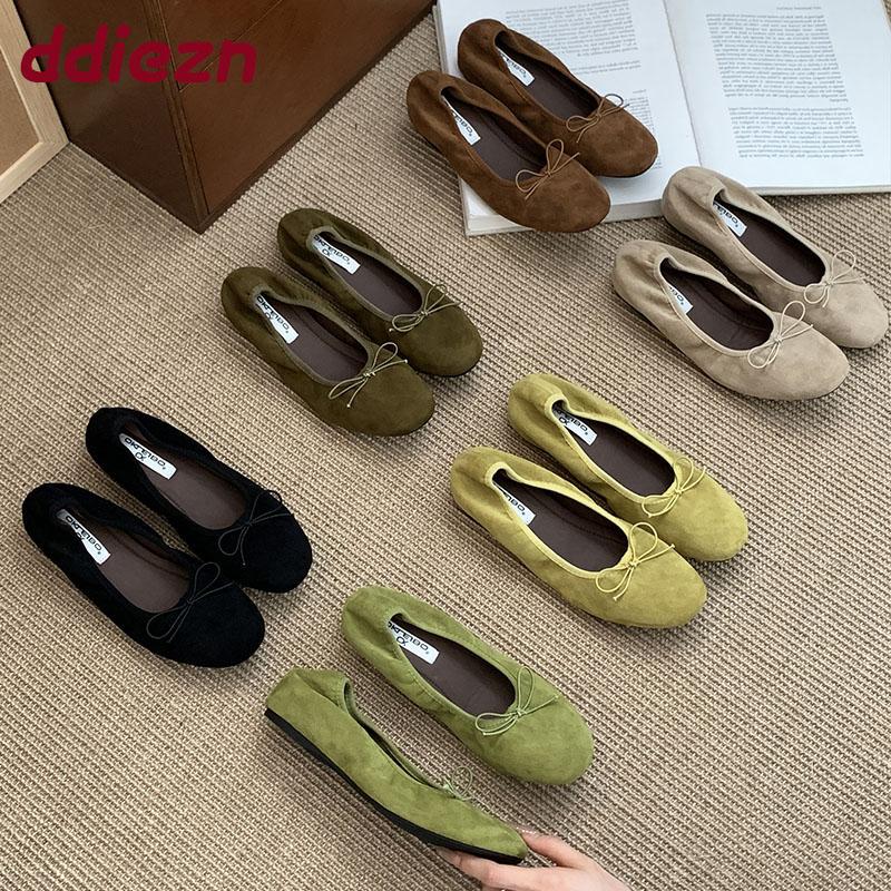 Fashion Fashion Butterfly-Knot Women Ballet Flats Dance Shoes With Height Increasing Female Shallow Footwear Ladies Flats Slip On Shoes