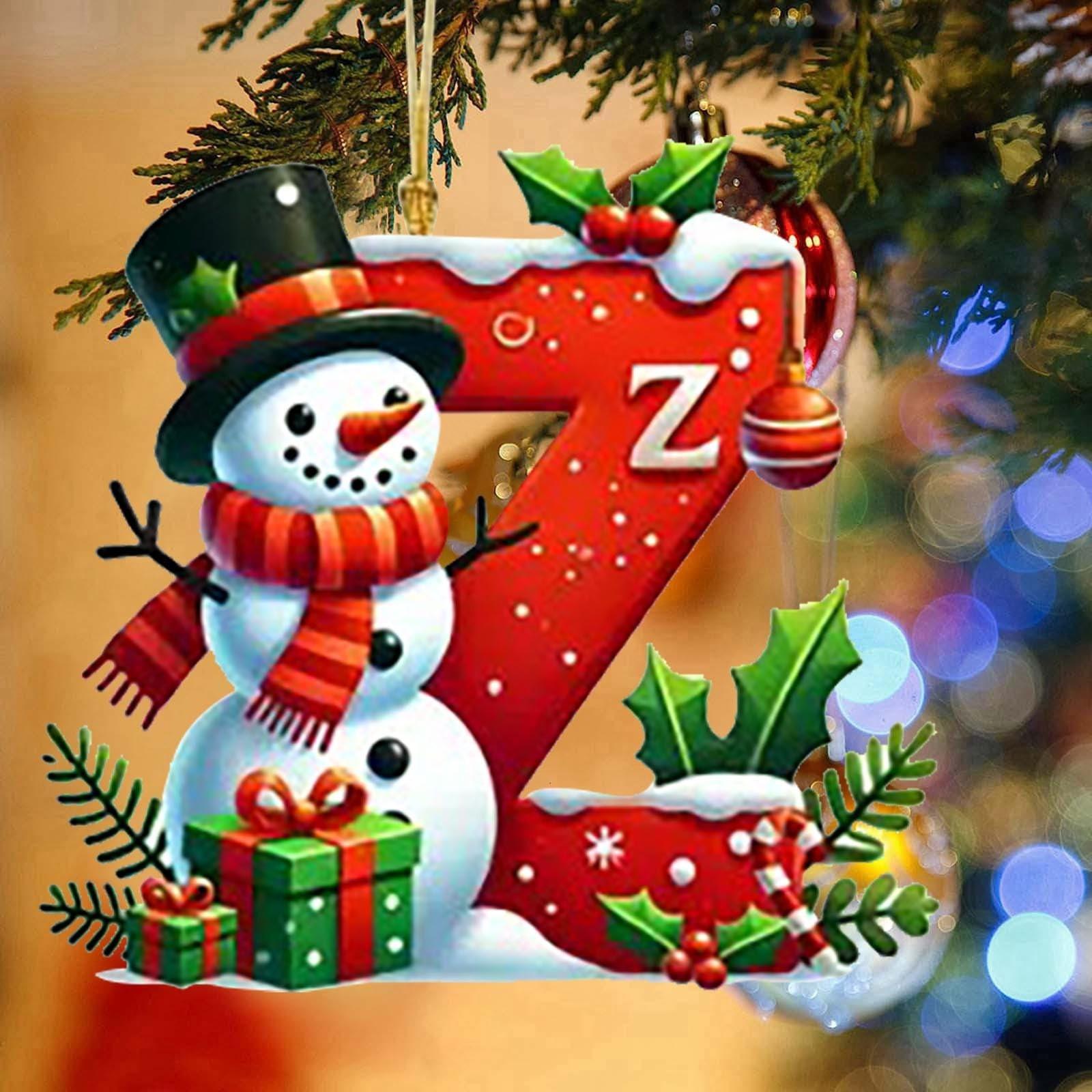 

2D 26 Letter Christmas Ornaments Acrylic Flat Christmas Tree Home Decorations Ornaments One Size