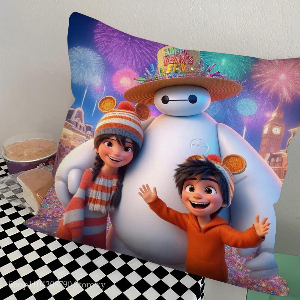 B-Baymax Animated Character Pillow Case Square Pillow Bedroom Sofa Leisure Comfort Cushion Car Living Room Home Decoration