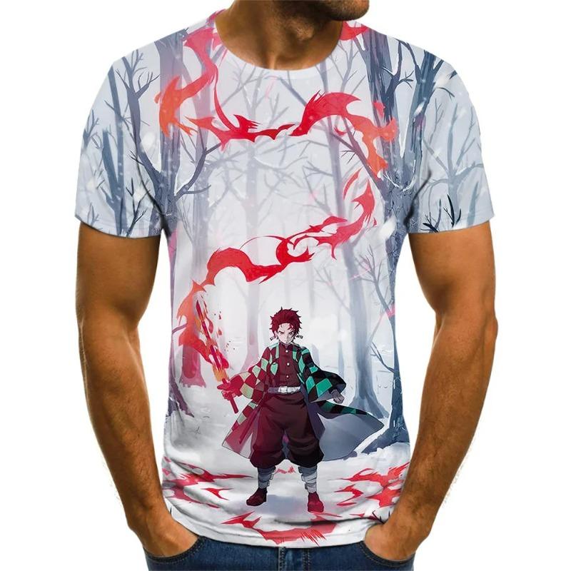 Demon Slayer 3D Print T-shirt Fashion Casual Short Sleeved Harajuku Streetwear Oversized