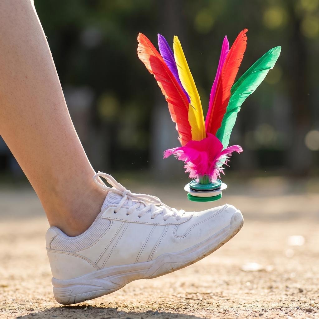 Traditional Feather Shuttlecock for Jianzi Foot Kick Game Durable Handmade Sports Training Equipment with Natural Feathers and Weighted Base