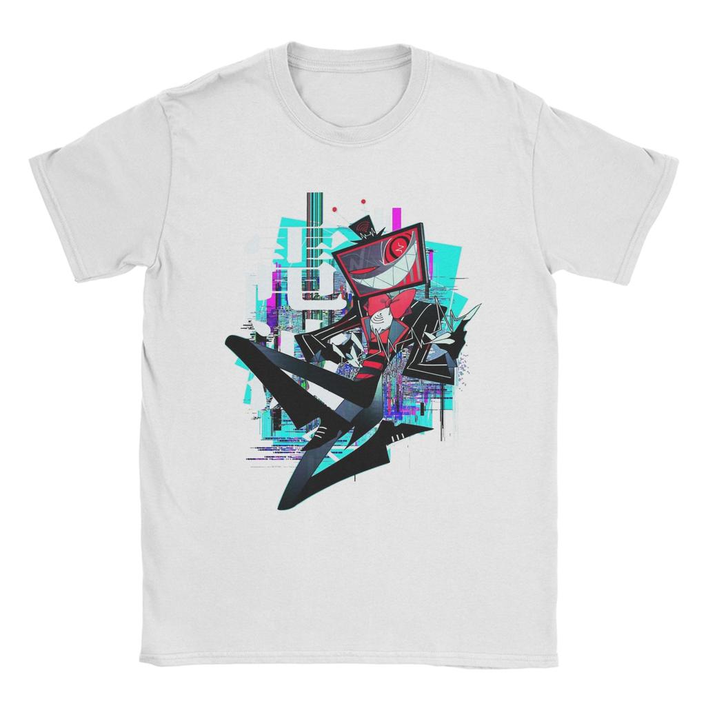 Koszulka Anime Vox Hazbins Hotels Męska Vintage Bawełniana Koszulka Okrągły Dekolt Krótki Rękaw Koszulki 4XL 5XL Ubrania