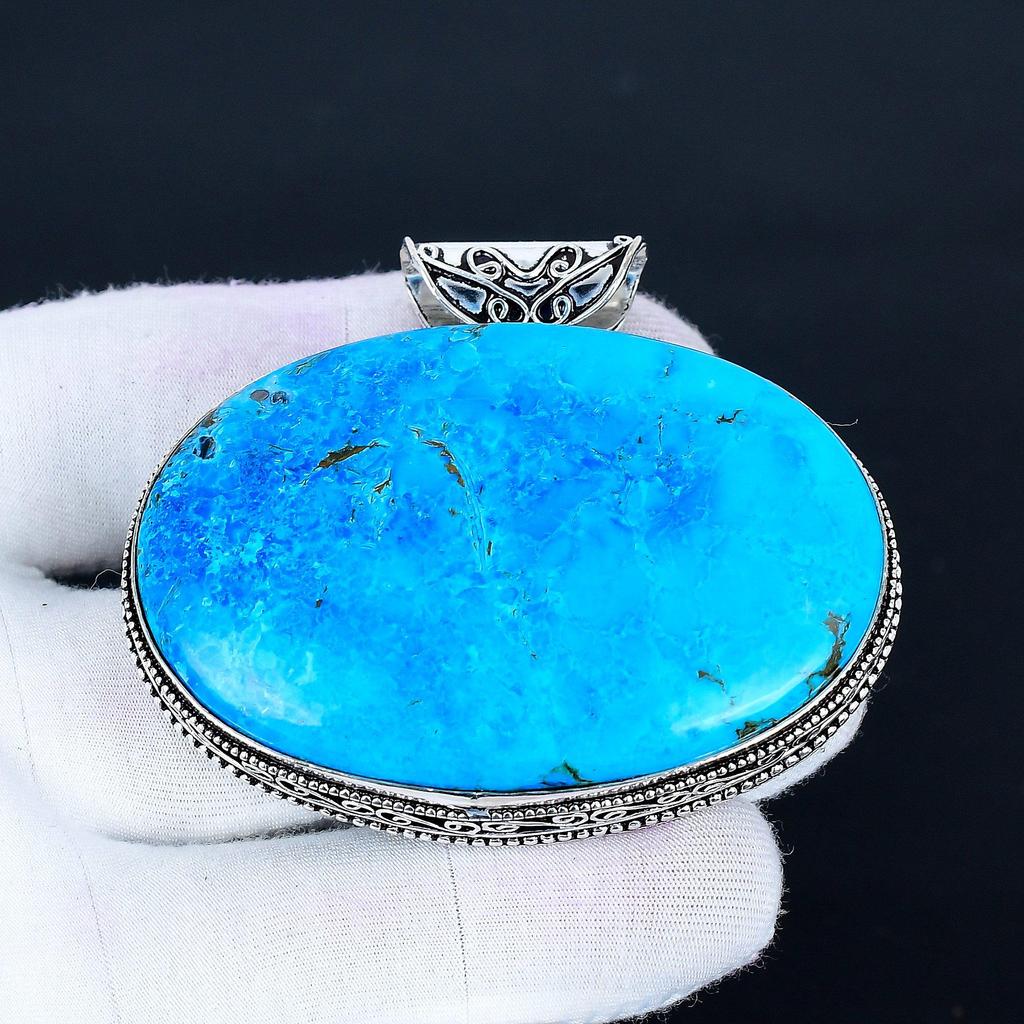 Tibetan Turquoise Pendant, 925 Sterling Silver Handmade Jewelry, Turquoise Silver Pendant, Party Wear Jewelry For Women's, Pendant Christmas Gift