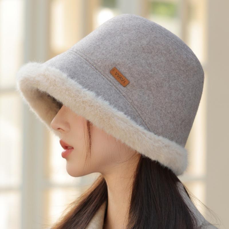 Herbst und Winter Neu Damen Winddicht Warm Fischerhut Fleece Verdickter Beckenhut Eleganter Fischerhut