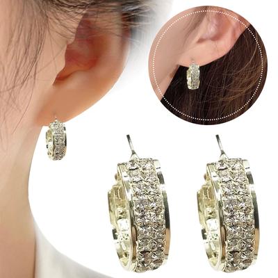 Damen-Diamant-Creolen, glänzend, rund, synthetischer Volldiamant, Charm-Ohrringe, Geschenk