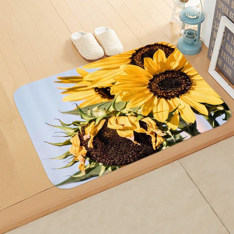 Sunflower Entrance Welcome Door Mat Flowers Bedroom Bedside Decor Carpet Non-slip Bathroom Kitchen Foot Rugs for Indoor Home