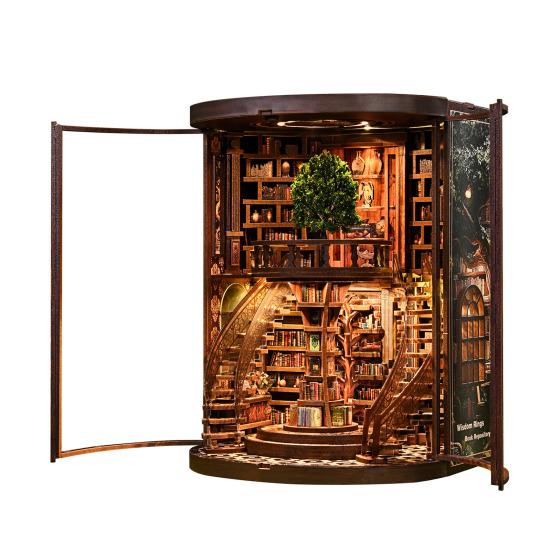 

Набор-домик из книг для самостоятельной сборки со светодиодной подсветкой, ручной работы, винтажный, 3D, деревянная головоломка, миниатюрный книжный магазин, украшение для книжной полки, подарок для любителя книг 1pc