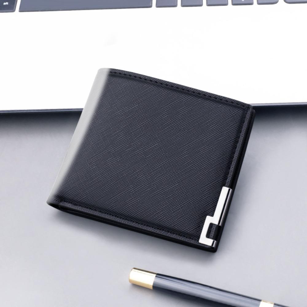 

New PU Leather Men s Short Wallet Black White Two-fold Retro Coin Purse Large Capacity Multiple Pockets Men Women чёрный