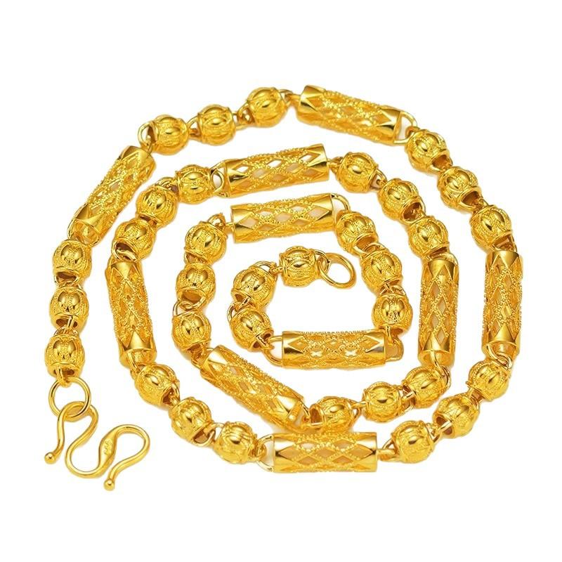 Necklace Men's Round Bead Olive Chain Lengthened Thick Real Men's Chain Jewelry