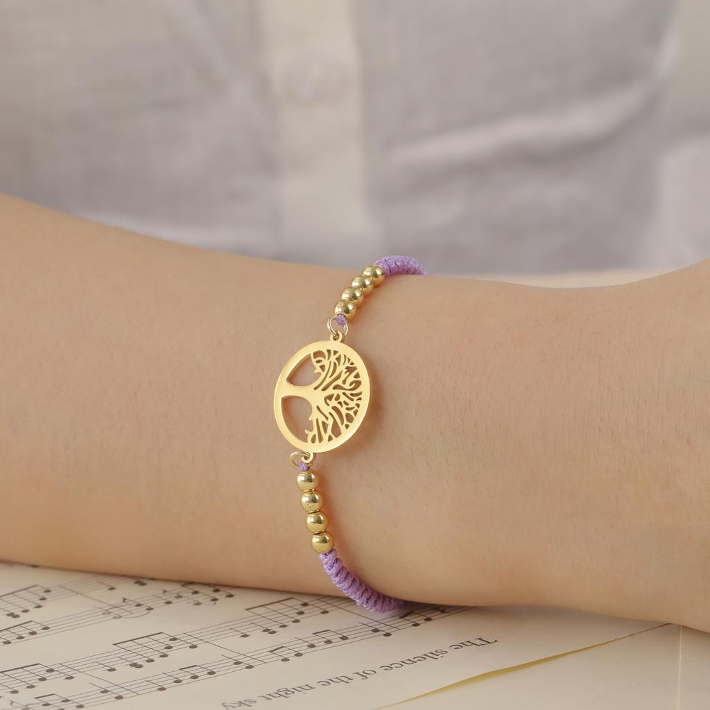  Classic Tree of Life Bracelet for Women Men Fashion Red/Black/Purple Color Rope Chain Bracelets Stainless Steel Jewelry