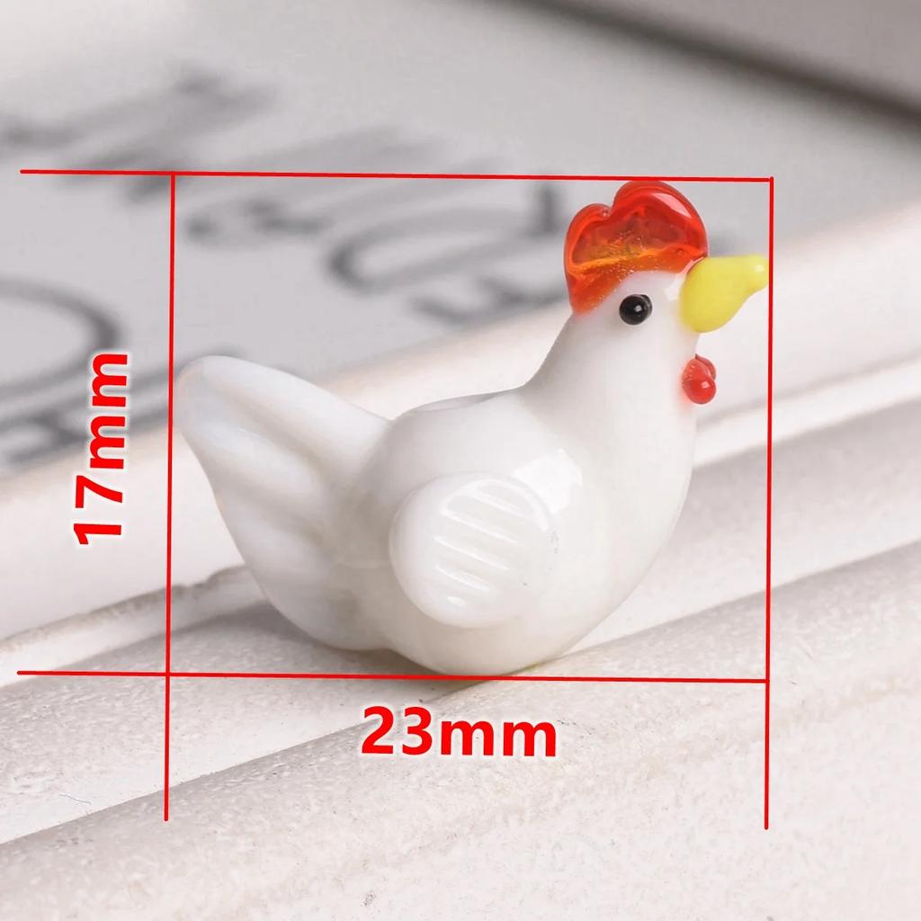 2pcs Cock Rooster Hen Shape Handmade Lampwork Glass Loose Beads For Jewelry Making Accessories DIY Crafts Findings