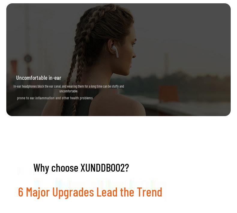 X7s Bone Conduction Bluetooth Headphones with Long Battery Life - Wireless, In-Ear Design for Music