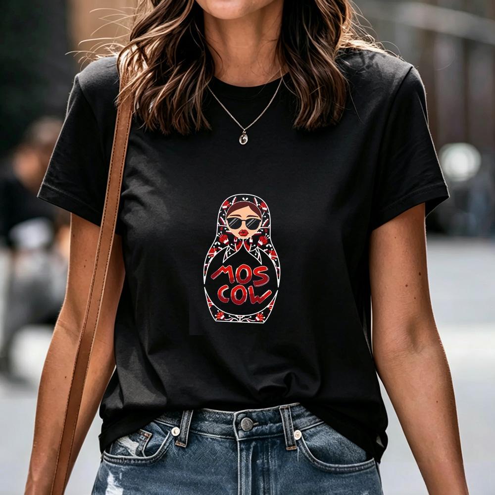 Unisex Tshirt Russian Folk Slavic Graphic Print Multiple Patterns Matryoshka Doll Letter Tee Casual Short Sleeve Cotton Tops