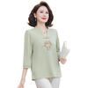 Hodo Mid-Aged Women's Summer Embroidered Short Sleeve T-Shirt