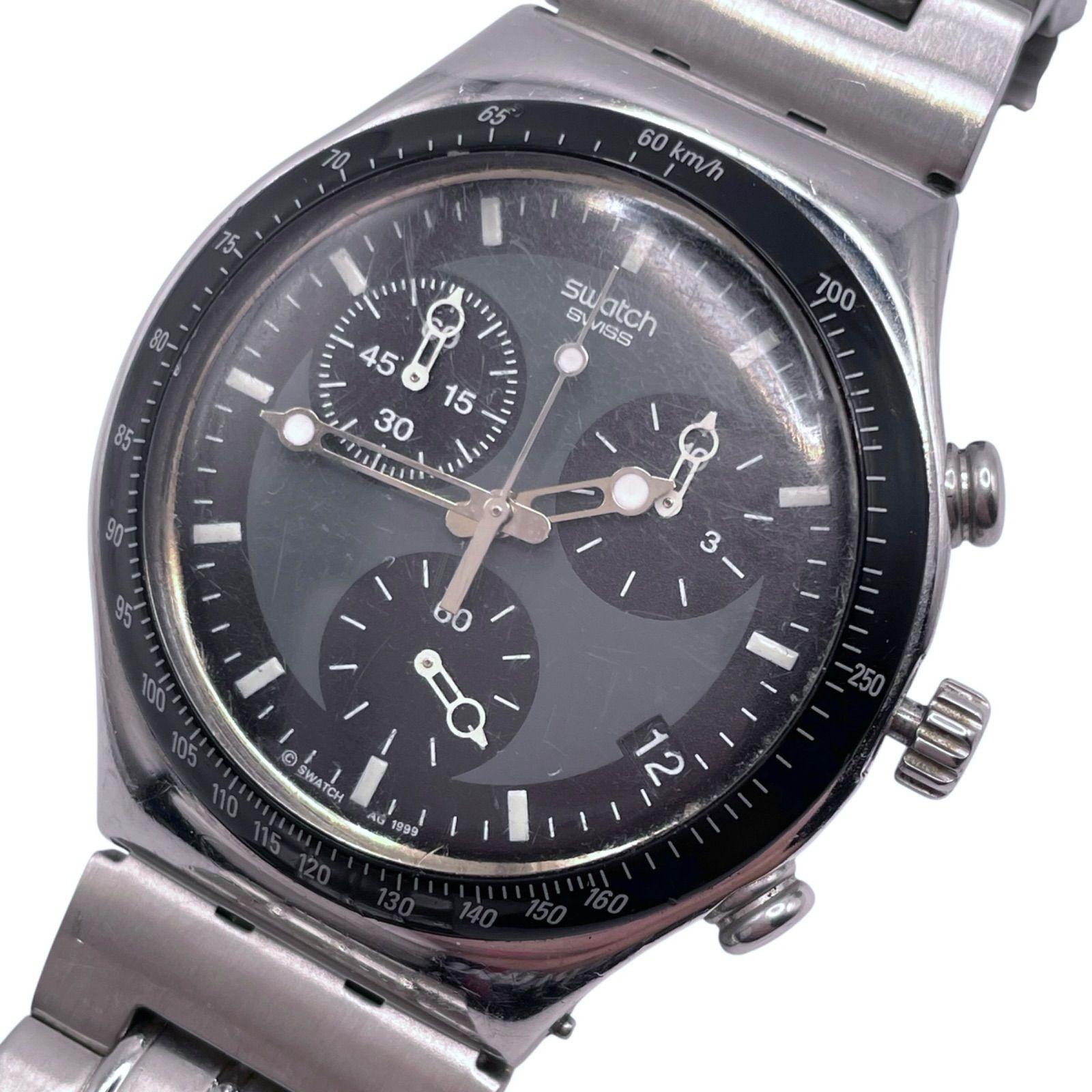 Used Working/New Battery Swatch IRONY Chrono Windfall YCS410 Quartz QZ 3 Hand Watch Chronograph [g36]
