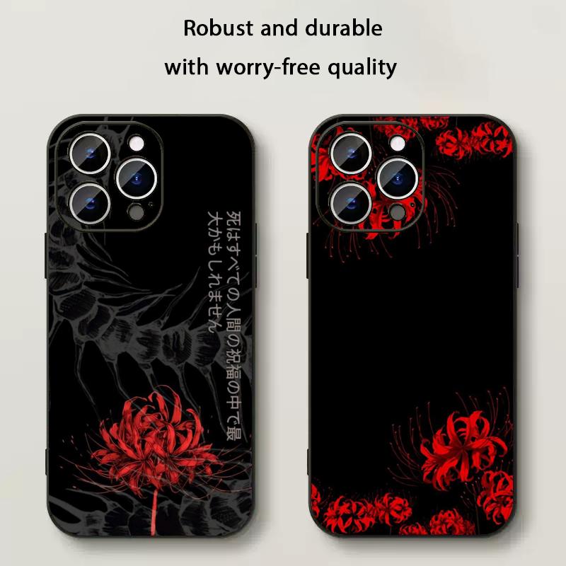 Art Red spider lilys japan design Phone Case For iPhone 17 16 e 15 14 13 12 Plus Mini Pro Max Soft black Shockproof Cover