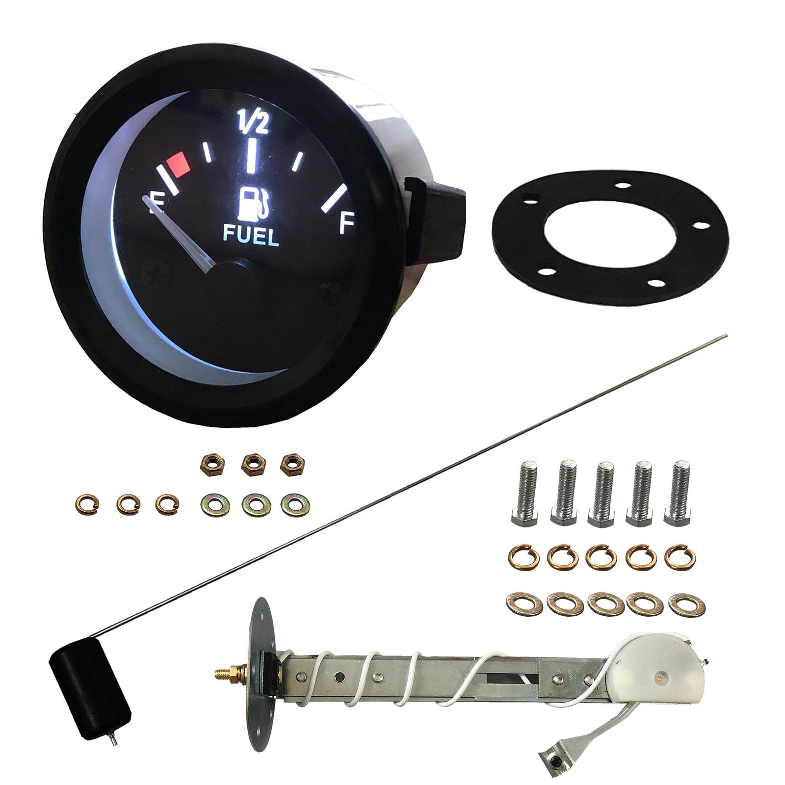 2 52mm Fuel Level Gauge Kit W/Unit Fuel Level Sensor E-1/2-F Pointer 12V