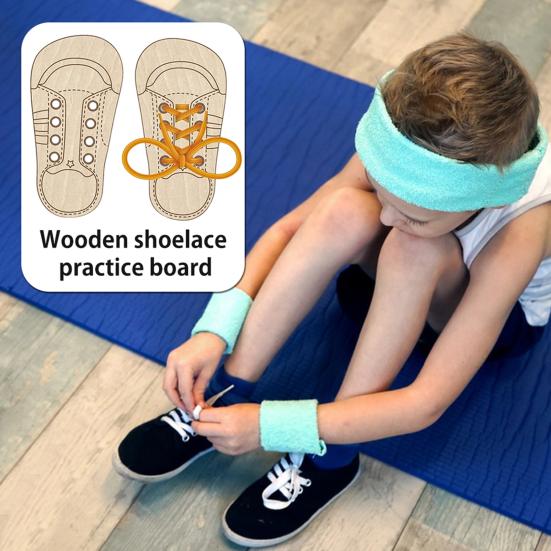 לוח תרגול קשירת שרוכים נעליים מעץ שטוח נעלי סניקרס צעצוע חינוכי לגיל הרך לקשירת שרוכים לילדים התפתחות מוקדמת השחלת שרוכים בנעליים