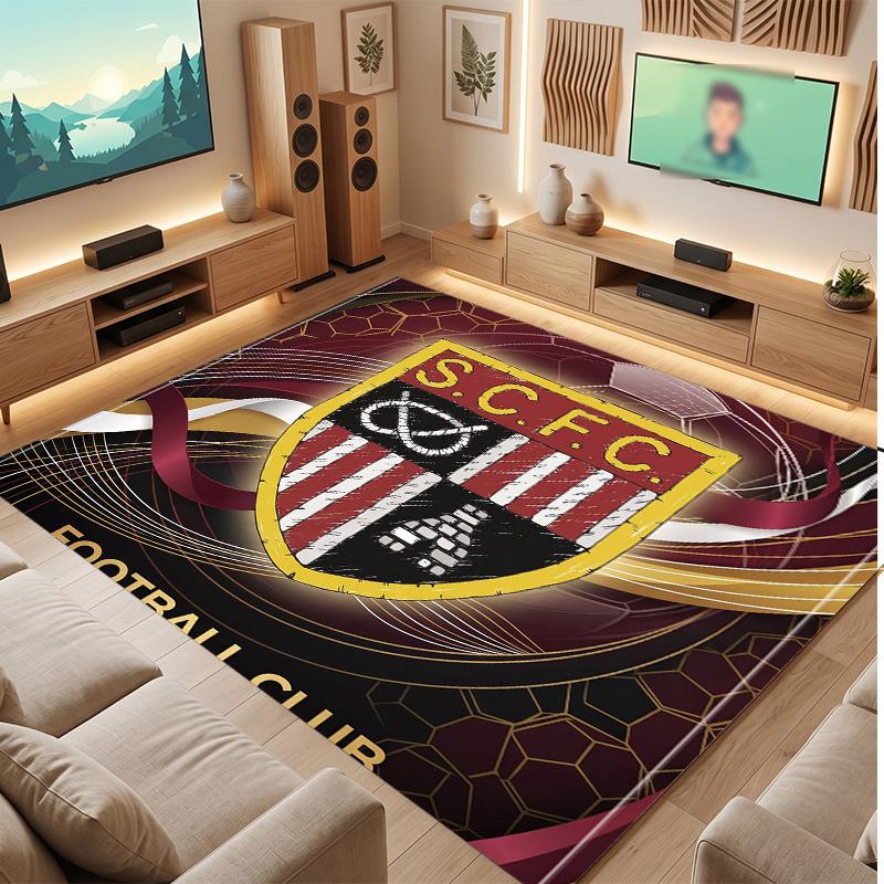 Southampton Football Print Crystal Velvet Rug, Comfortable Water Absorbent Non Slip Indoor Floor Carpet