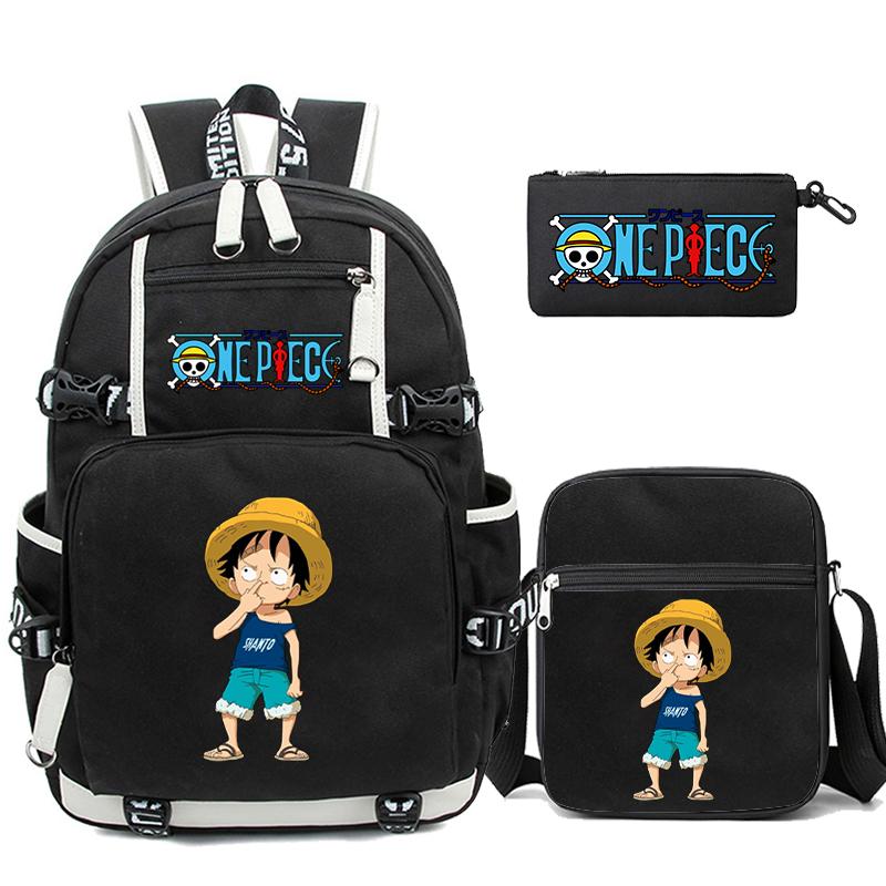 3Pcs/set Anime One Piece Washable Backpack for Teenager Girl Boy Computer Knapsack Back To School Lightweight Book Bag Men Women Travel Bag Rucksack