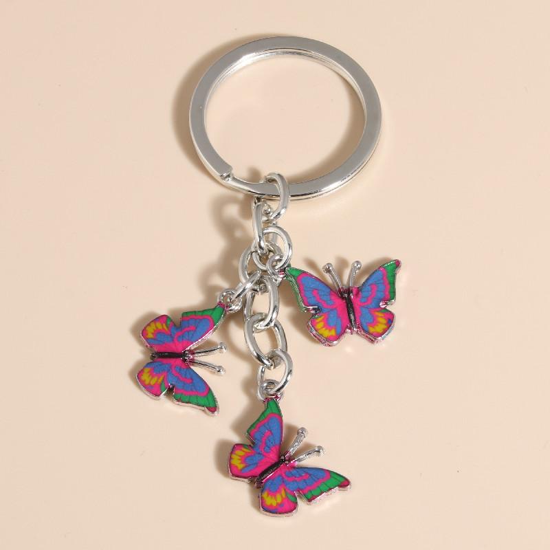 Cute Colorful Butterfly  Enamel Flying Animals Key Chains For Women Girls Accessorie Handmade Jewelry Bag Charm