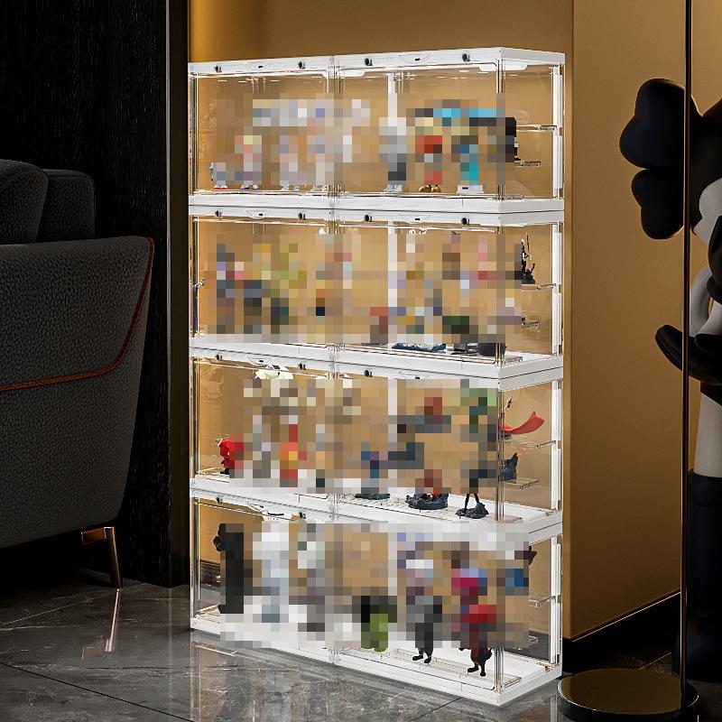 Vitrine Aufbewahrungsbox mit LED-Licht Weihnachtsimitat Acryl Transparent Ornamente Modell Spielzeug Vitrinen