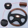 JDM 360mm Holzmaserung Schwarzes Leder Kombinationslenkrad Klassisches 4-Speichen-Lenkrad für Universal