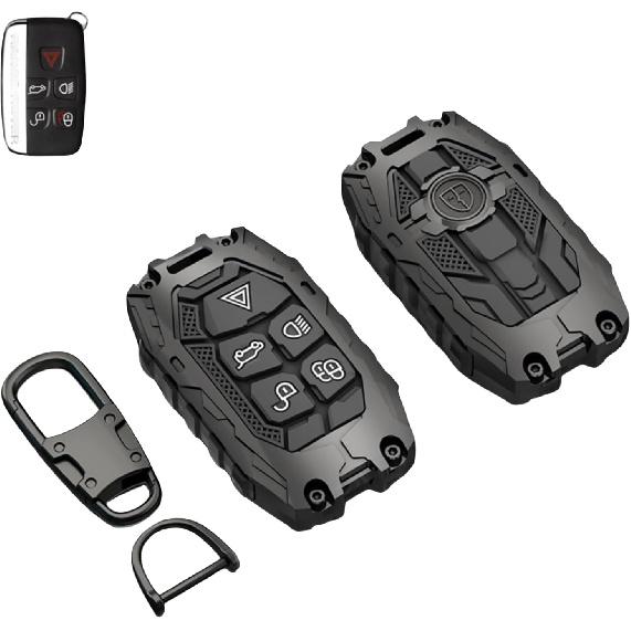 Heavy Metal Key Fob Cover Case Protector For Land Rover, Keychain, Accessories For 2010-2017 Land Rover Range Rover Evoque, 12-15 LR2 LR4 Discovery &