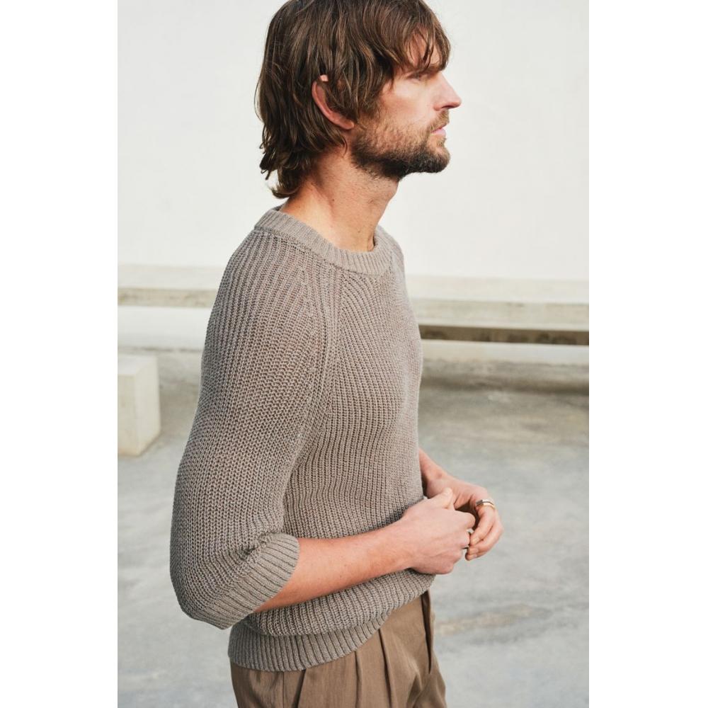 H M sHort Sleeve Sweater Regular Fit Dark Grey