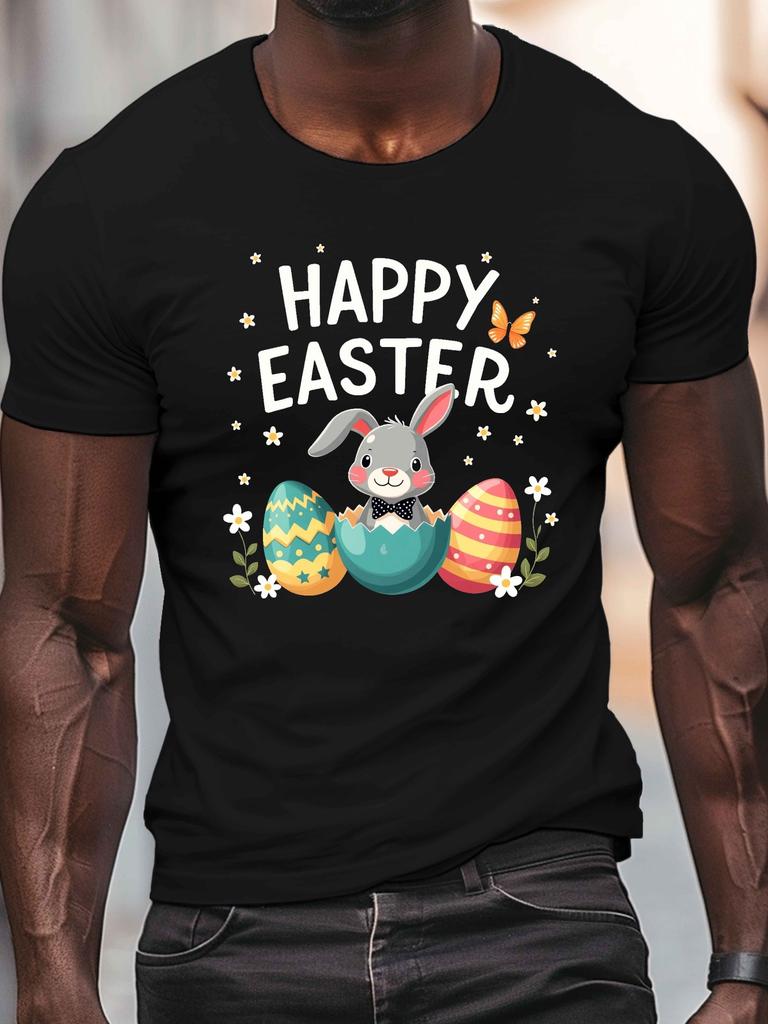 Plus-size Men's T-shirt, Relaxed and Casual, Comfortable and Versatile, Summer Casual Crew Neck Short-Sleeve T-shirt with Bear Graphic Wearing Fashion