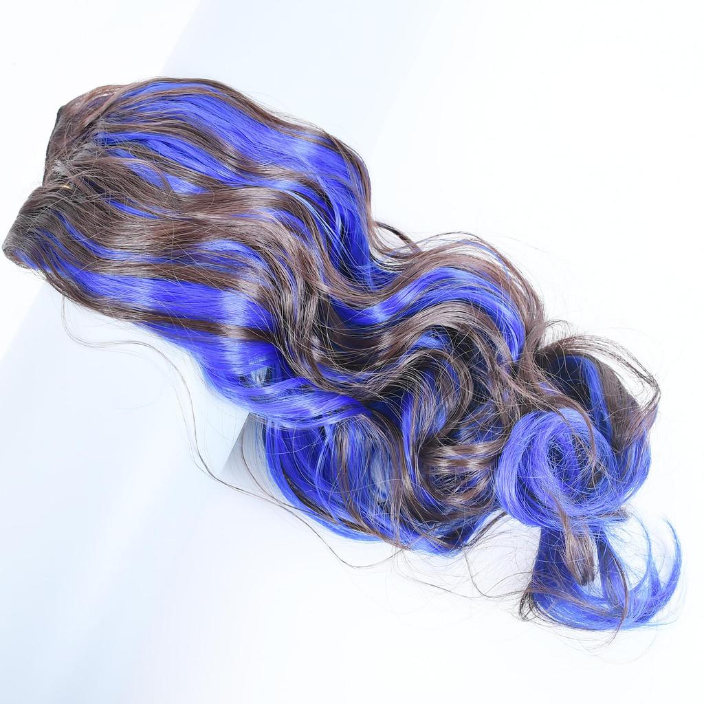 Highlighted Piano Color Hairpiece clip in hair extesnion one piece with 5Clips Long Wavy Hair Brown Red Blue colorful hair