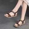 Women's Summer Bohemian Sandals - Ethnic Style Roman Flat Sandals with Hollow Out Design, Round Toe Comfortable Casual Shoes