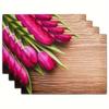 4pcs Placemats Summer Theme Floral Pattern Table Pad Set Colorful Printed Wooden Planks Table Mat for Indoor Dining Table Decor