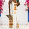Women Plus Size Scoop Neck Strappy Sleeveless Geometric Printed A Line Long Dress
