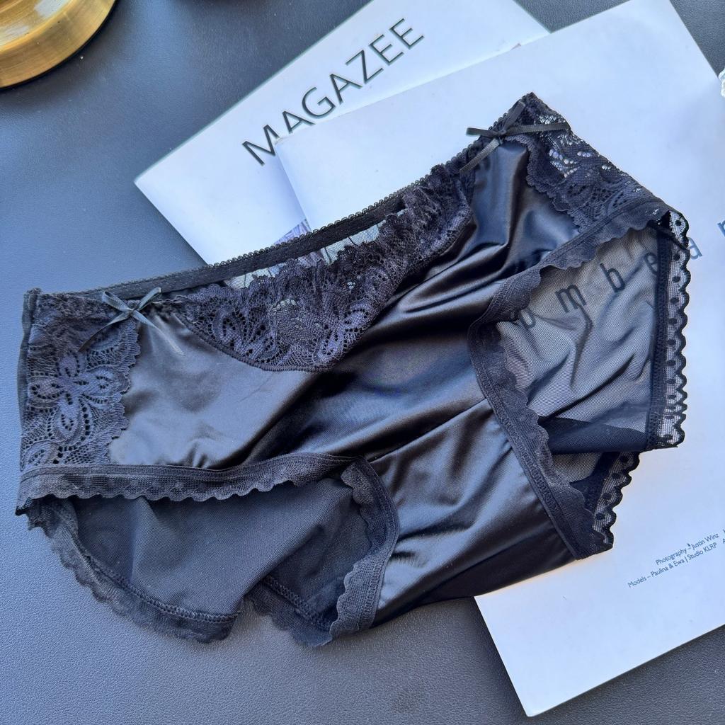 Ladies Spring and Summer Sweet Lovely Sexy Lace Bright Face Mesh Yarn Ice Silk Briefs