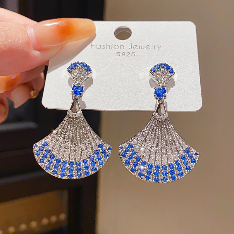 Silver Needle Diamond Tassel Drop Earrings: Elegant, Fashionable, Statement Design