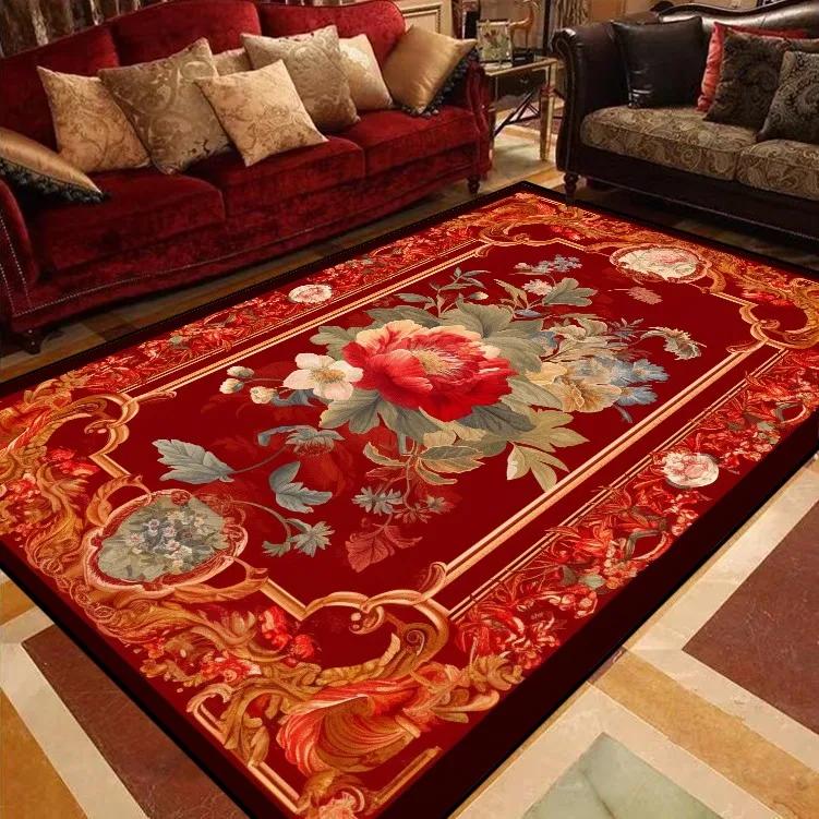 European Floral Carpets for Living Room Sofas Big Size Luxury Rugs Decoration Bedroom Carpet Home Floor Mat Tapis Salon
